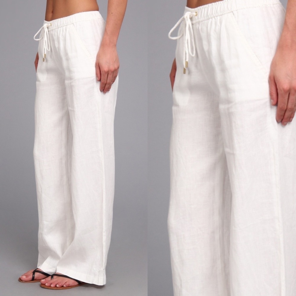 MICHAEL Michael Kors White Linen Wide Leg Pant - Picture 1 of 8